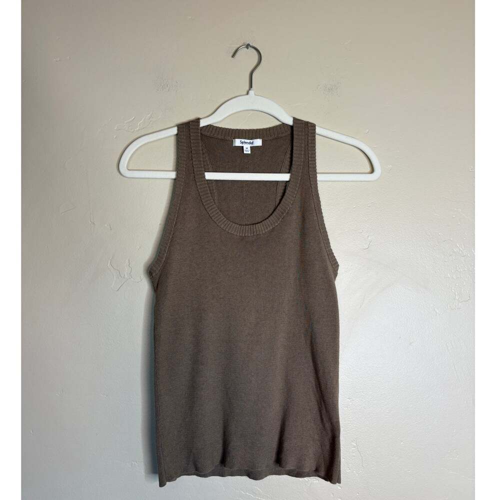 Splendid Brown Ribbed Racerback Tank Medium - Picture 2 of 5